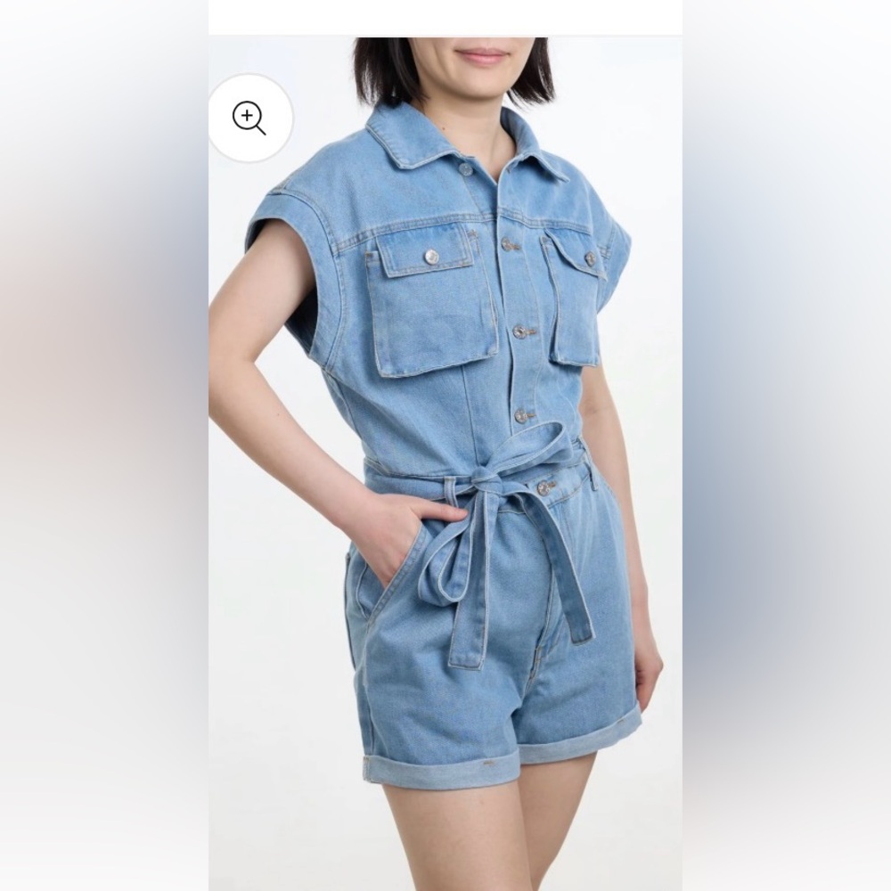 Imily Bela Sz S Belted Lightweight Denim Romper